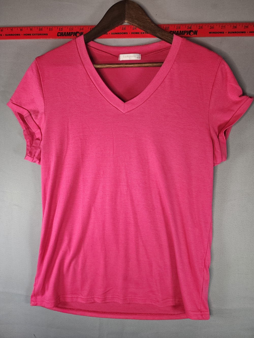 Lucky Brand Bright Pink V-Neck Short Sleeve Tee